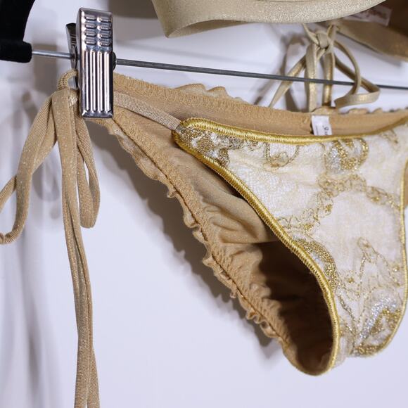 LULI FAMA Molded Underwire Top & Wavy Ruched Back Bikini Two Piece Women's S - Picture 4 of 12